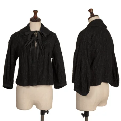 tricot COMME des GARCONS Brushed Floral Embroidery Pintuck Design Short Jacket