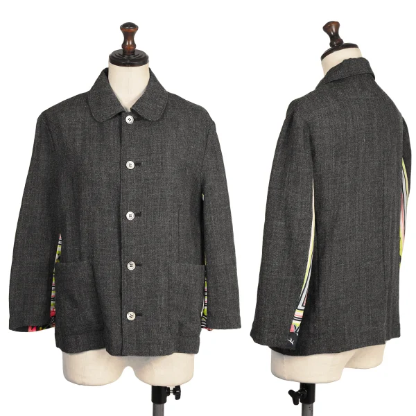 tricot COMME des GARCONS Floral Graphic Print Sleeve Switching Jacket Grey M K-173756_001