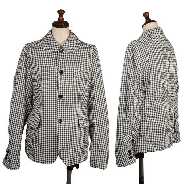 BLACK COMME des GARCONS Check Poly Puckered Jacket Black,White S K-173757_001