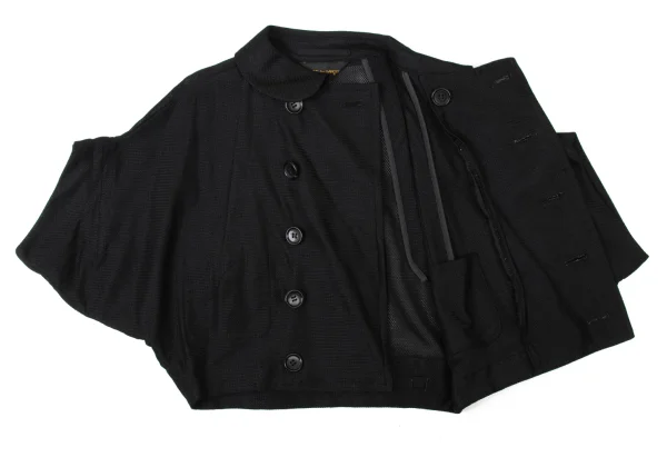 COMME des GARCONS Nylon Round Collar Asymmetry Double Short Jacket K-173758_008