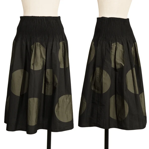 HIROKO BIS Poly Blend Dot Jacquard Pleats Skirt Black,Khaki 9 K-173764_001