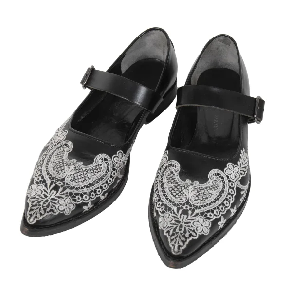 JUNYA WATANABE COMME des GARCONS Lace Embroidery Mary Janes Shoes Black SS (US About 5.5) K-173780_001