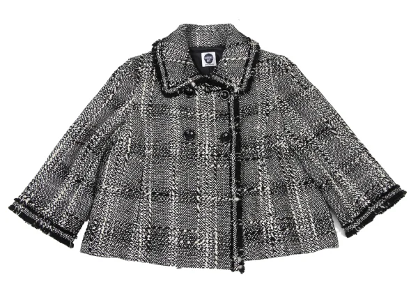 HIROKO BIS Checked Tweed Fringe Jacket K-173799_002