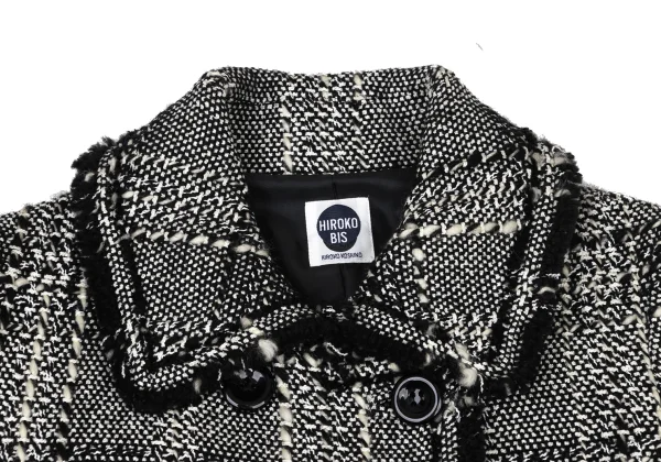 HIROKO BIS Checked Tweed Fringe Jacket K-173799_004