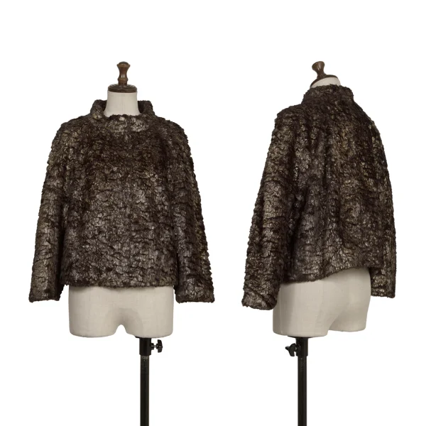 L'EQUIPE YOSHIE INABA Metallic Paint Fur Short Jacket Brown 40 K-173800_001