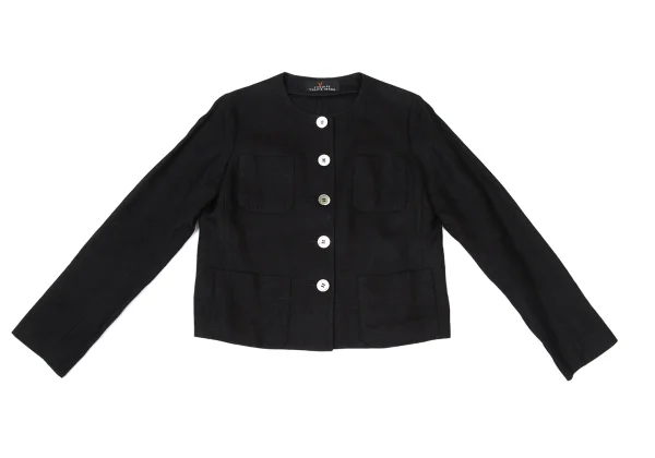 L'EQUIPE YOSHIE INABA Linen Pocket Stitch Collarless Jacket K-173801_002