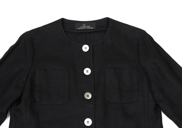 L'EQUIPE YOSHIE INABA Linen Pocket Stitch Collarless Jacket K-173801_003