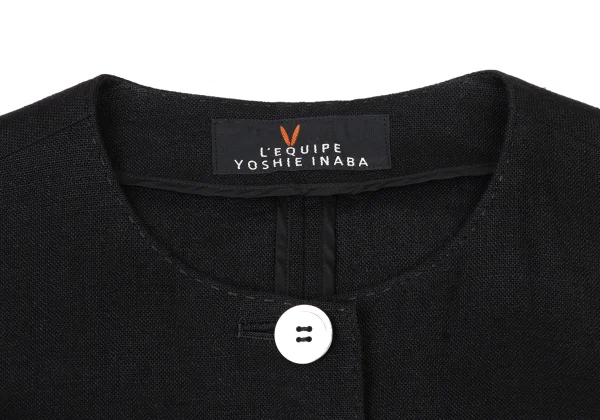 L'EQUIPE YOSHIE INABA Linen Pocket Stitch Collarless Jacket K-173801_004