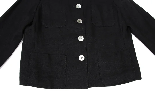 L'EQUIPE YOSHIE INABA Linen Pocket Stitch Collarless Jacket K-173801_009