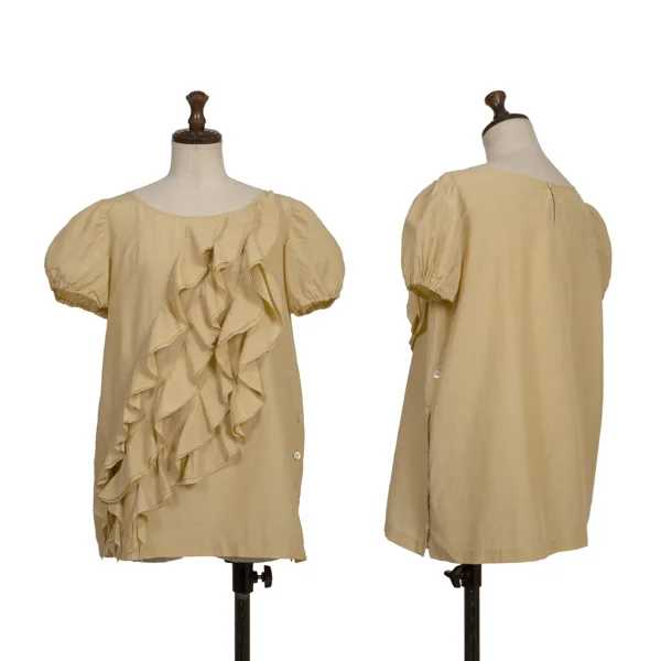 L'EQUIPE YOSHIE INABA Cupro Cotton Frill Blouse Beige 40 K-173802_001