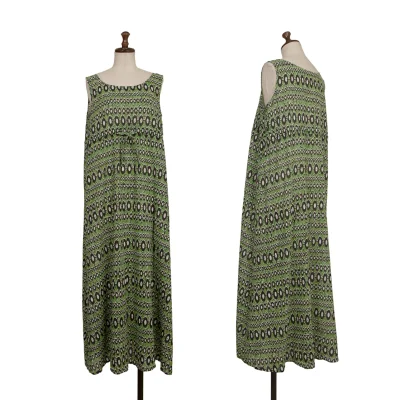 L'EQUIPE YOSHIE INABA Cotton Silk Graphic Sleeveless Dress
