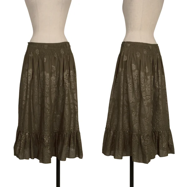 L'EQUIPE YOSHIE INABA Foil Print Hem Switching Skirt Khaki 11 K-173805_001