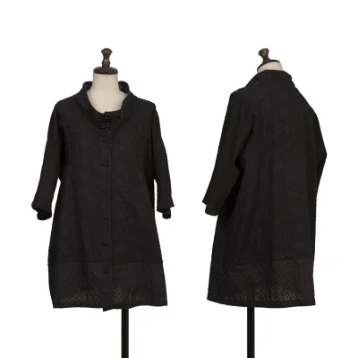 ISSEY MIYAKE HaaT Cotton Paisley Embroidery Switching Blouse