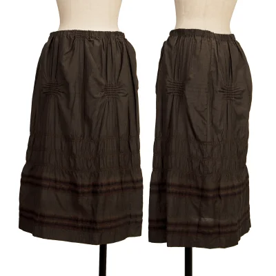 ISSEY MIYAKE HaaT Cotton Silk Gathered Stripe Skirt