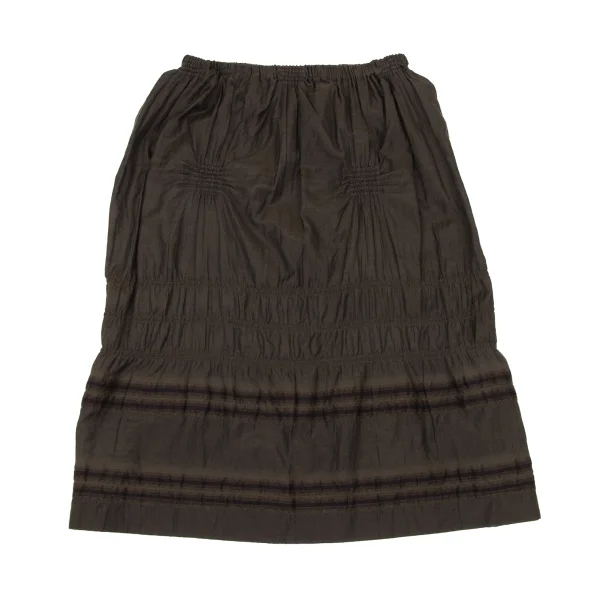 ISSEY MIYAKE HaaT Cotton Silk Gathered Stripe Skirt K-173815_002