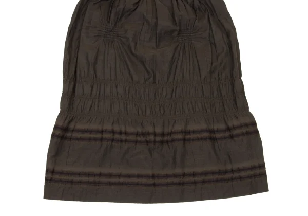 ISSEY MIYAKE HaaT Cotton Silk Gathered Stripe Skirt K-173815_005