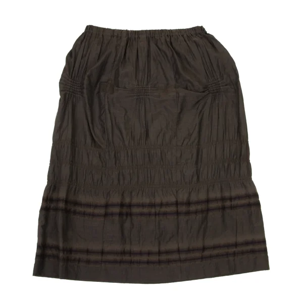 ISSEY MIYAKE HaaT Cotton Silk Gathered Stripe Skirt K-173815_009