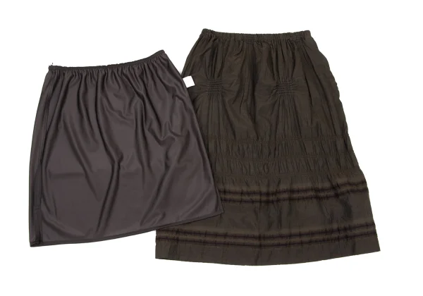 ISSEY MIYAKE HaaT Cotton Silk Gathered Stripe Skirt K-173815_010