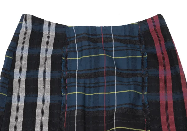 ISSEY MIYAKE HaaT Cotton Wool Check Back Wrap Skirt K-173817_004