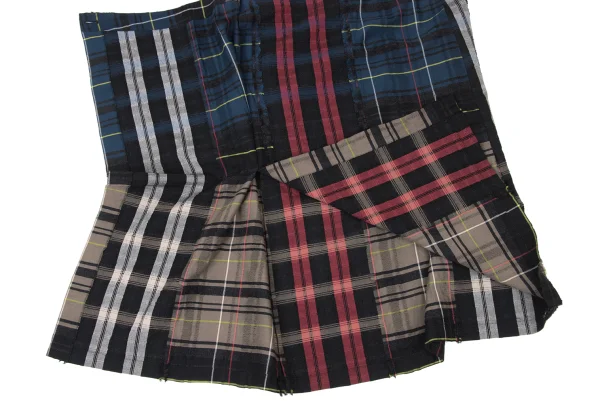 ISSEY MIYAKE HaaT Cotton Wool Check Back Wrap Skirt K-173817_009