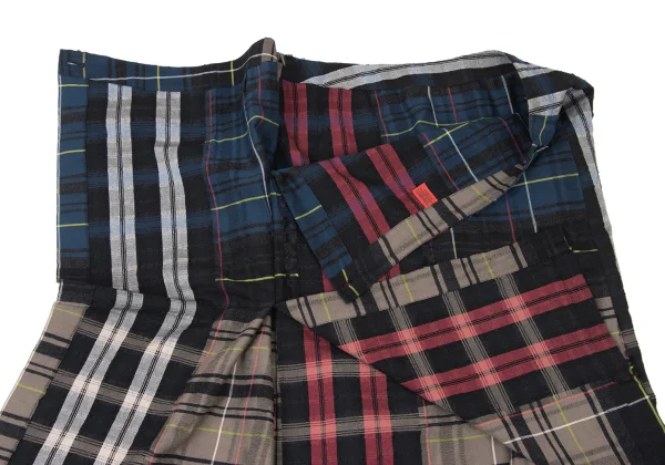 ISSEY MIYAKE HaaT Cotton Wool Check Back Wrap Skirt K-173817_010