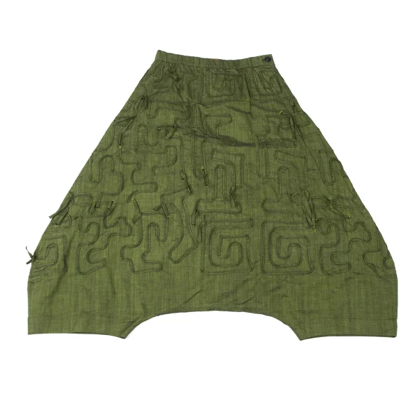 ISSEY MIYAKE HaaT Cotton Taping Dropped Crotch Pants Light Green 2 K-173818_001