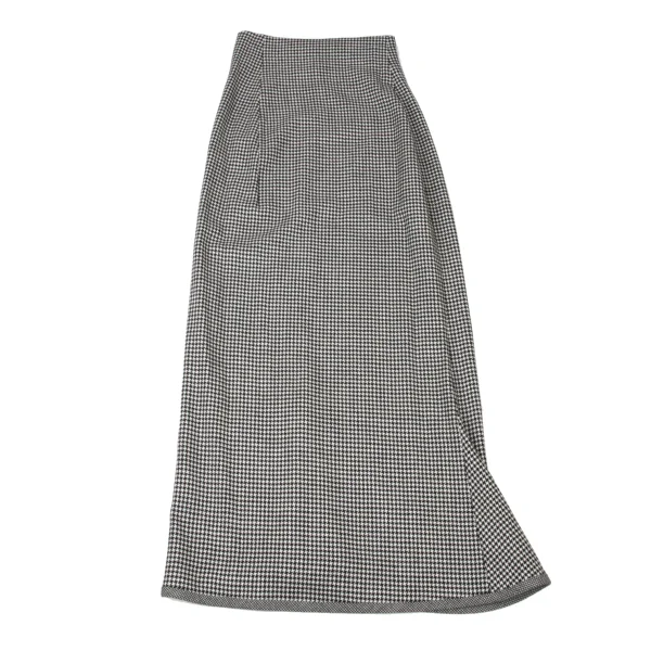 Yohji Yamamoto FEMME Wool Houndstooth High Waist Skirt K-173822_009