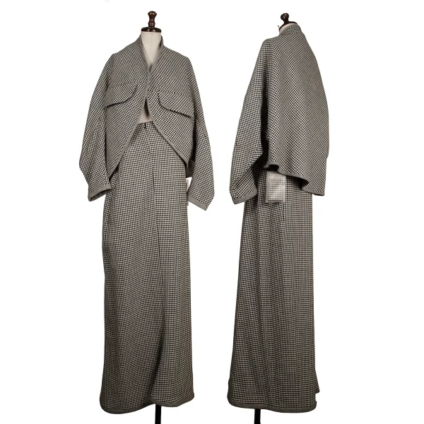 Yohji Yamamoto FEMME Wool Houndstooth Jacket & Skirt Black,White 2 3 K-173823_001