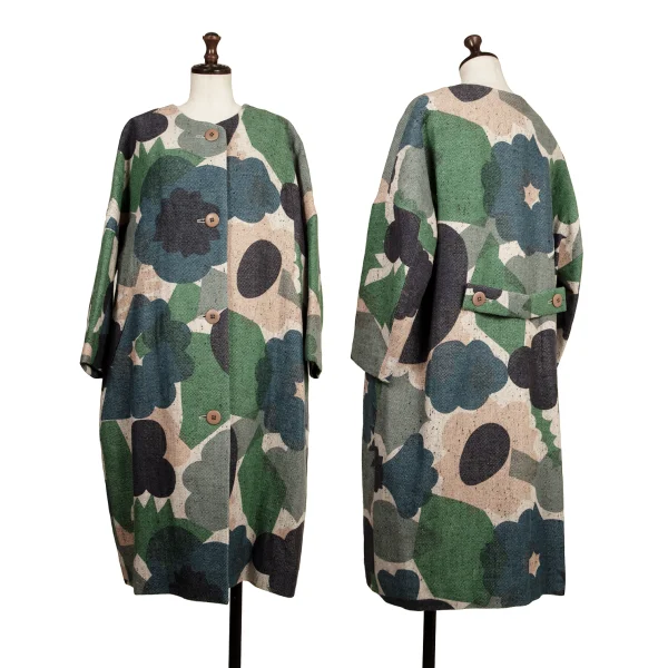 mina perhonen Flower Basket Padding Quilted Floral Print Coat Multi-Color 40 K-173824_001