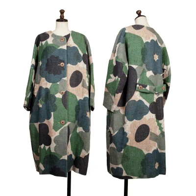 mina perhonen Flower Basket Padding Quilted Floral Print Coat
