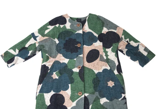 mina perhonen Flower Basket Padding Quilted Floral Print Coat K-173824_003
