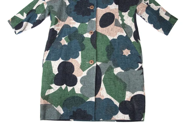 mina perhonen Flower Basket Padding Quilted Floral Print Coat K-173824_008