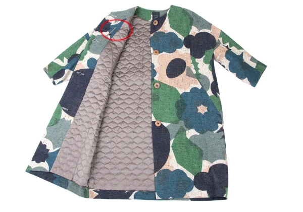 mina perhonen Flower Basket Padding Quilted Floral Print Coat K-173824_010