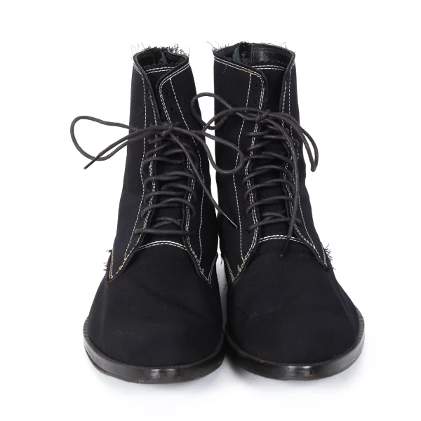 Y's White Stitched Wool gabardine Boots K-173825_002