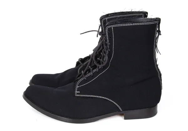 Y's White Stitched Wool gabardine Boots K-173825_003