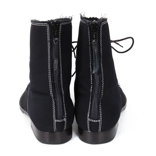 Y's White Stitched Wool gabardine Boots K-173825_004