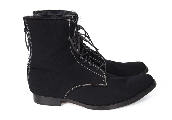 Y's White Stitched Wool gabardine Boots K-173825_006