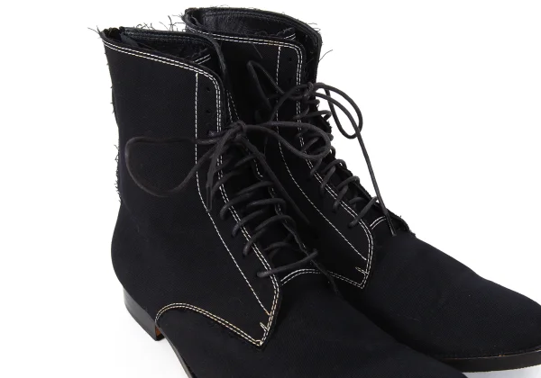 Y's White Stitched Wool gabardine Boots K-173825_007