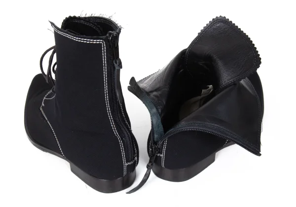 Y's White Stitched Wool gabardine Boots K-173825_013