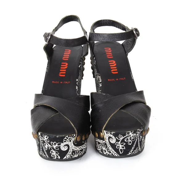 MIU MIU Floral Wedge-sole Sandals K-173827_002