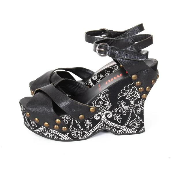 MIU MIU Floral Wedge-sole Sandals K-173827_004