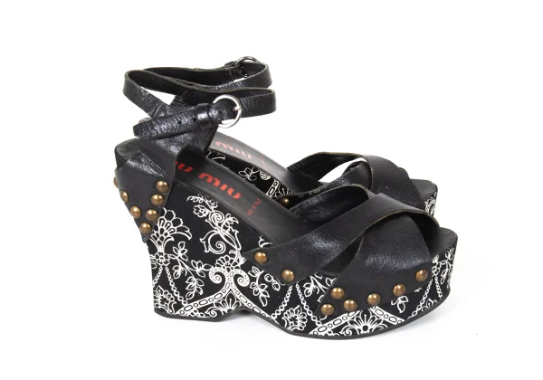 MIU MIU Floral Wedge-sole Sandals K-173827_007