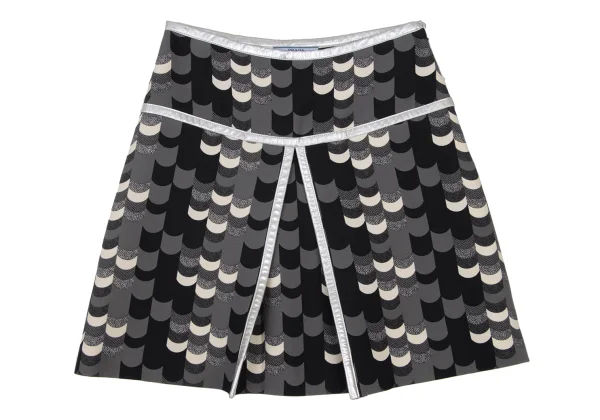 PRADA Scallop Patterned Silver Piping Skirt K-173837_002