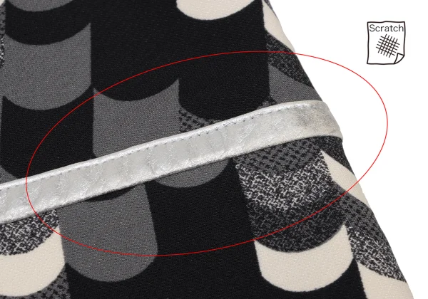 PRADA Scallop Patterned Silver Piping Skirt K-173837_008
