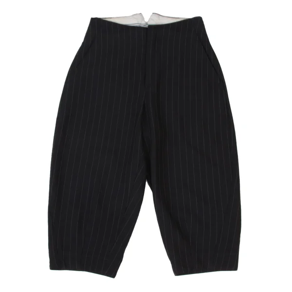 COMME des GARCONS Wool Stripe Dropped Crotch Pants Navy S K-173840_001