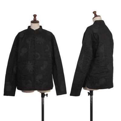 ASHA BY MDS Graphic Embroidery Many Button Stand-collar Jacket