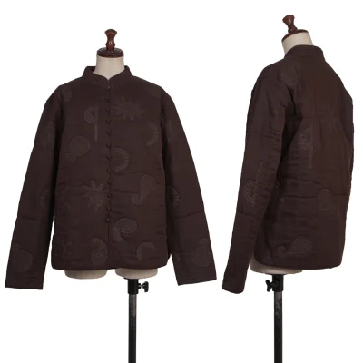 ASHA BY MDS Graphic Embroidery Many Button Stand-collar Jacket