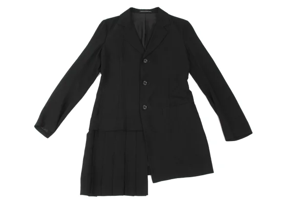 Yohji Yamamoto FEMME Rayon Blend Side Pleats Switching Long Jacket K-173857_002