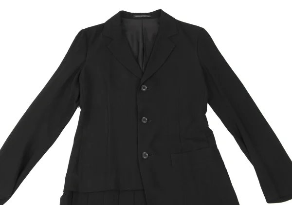 Yohji Yamamoto FEMME Rayon Blend Side Pleats Switching Long Jacket K-173857_003
