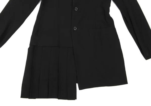 Yohji Yamamoto FEMME Rayon Blend Side Pleats Switching Long Jacket K-173857_007